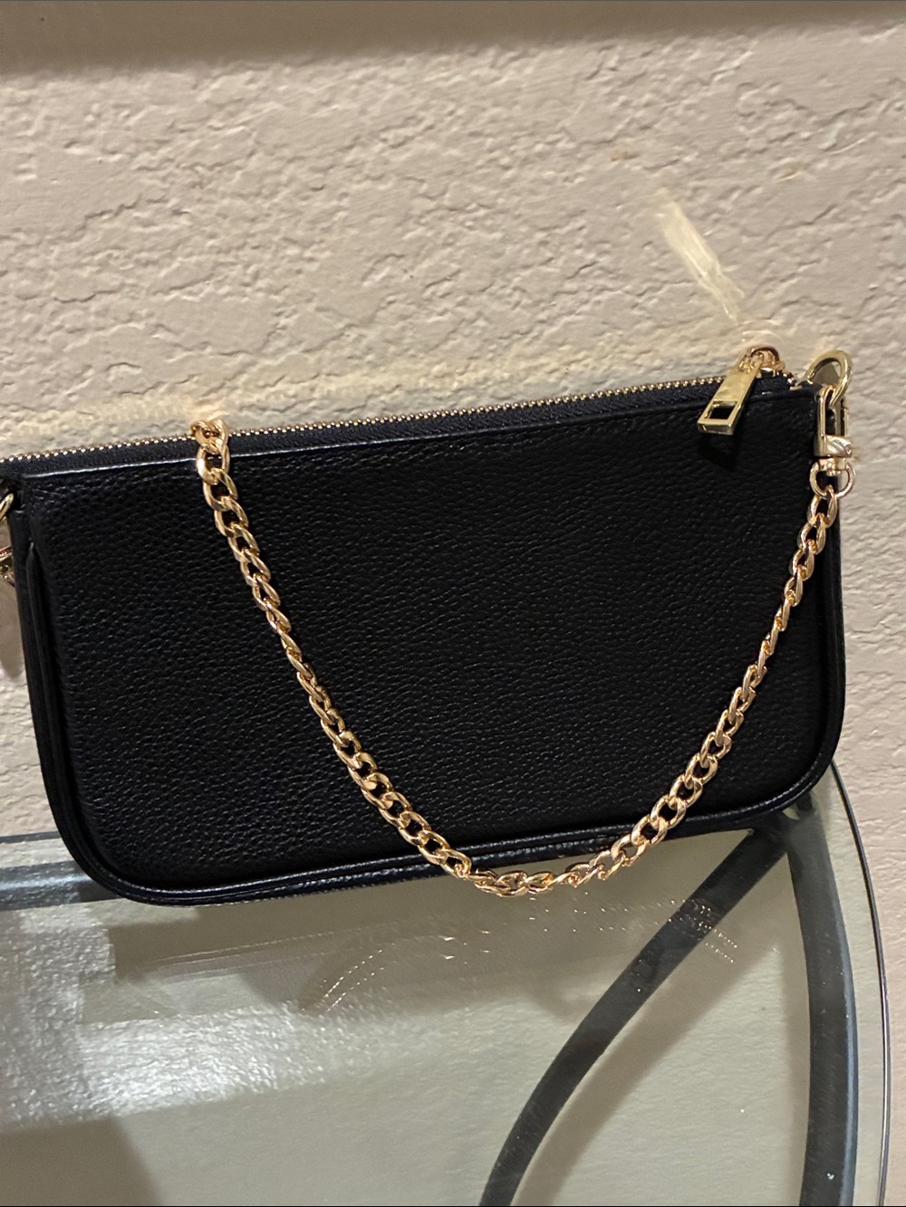 Tde. Black pebble leather Chain Strap Shoulder Bag